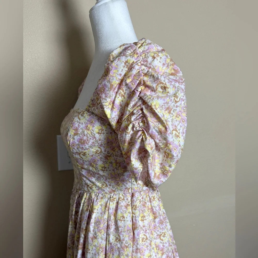 Free People She’s a Dream Floral Print Puff Sleeve Midi Dress Size 2 - Picture 9 of 15